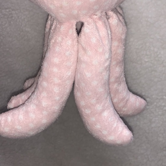 Octopus plush lovey 12" Mrs Sock T Pus pink polks dot rattle crinkle sewn eyes - Picture 8 of 8